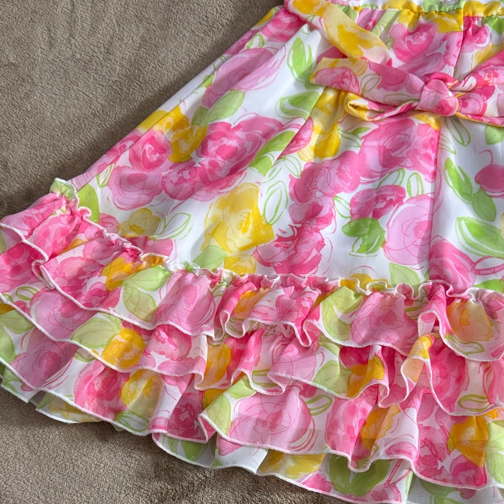 Jona Michelle Spring Floral Ruffle Dress with Flower Accent - Size 6 Girls - Picture 14 of 15